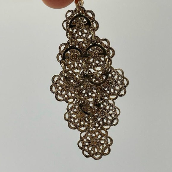 Boho Gold colored Dangle Earrings  Long Drop Chandelier  Lightweight - Picture 8 of 8